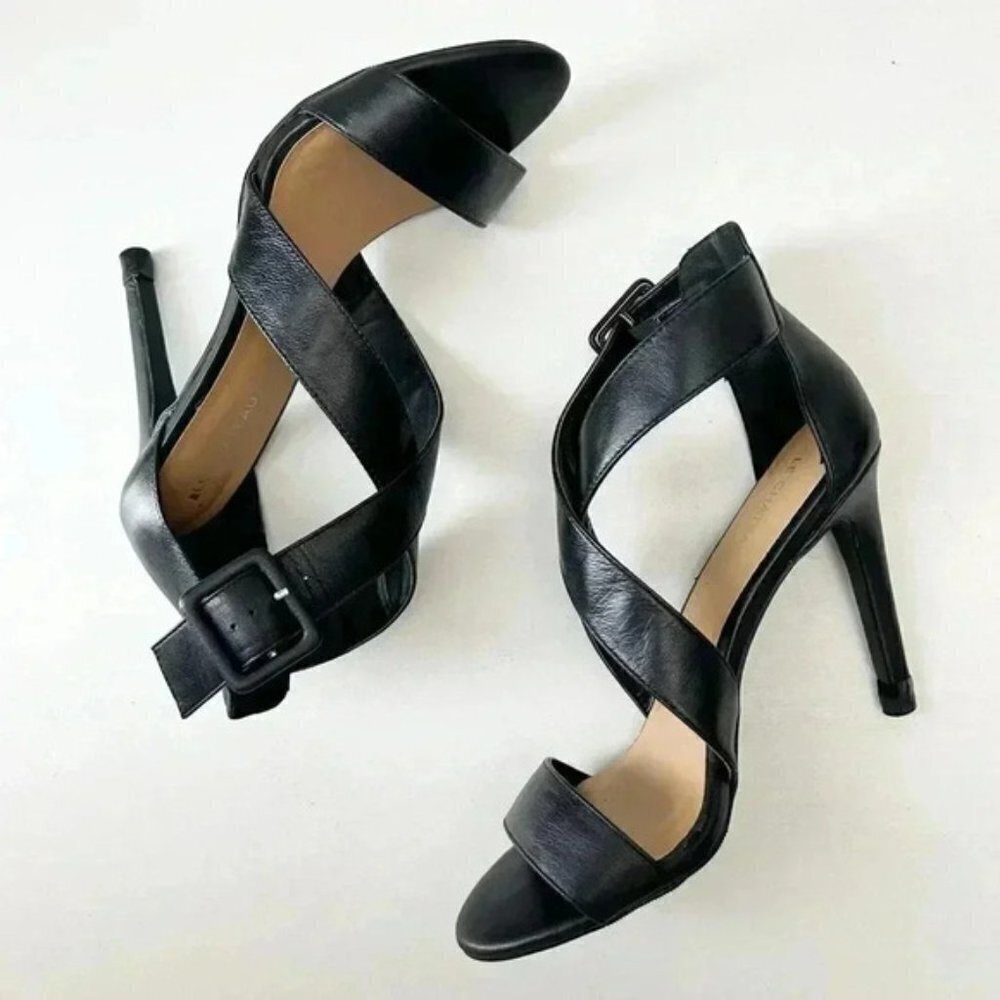 Le Chateau Strappy Leather Sandals High Heel Stilettos Black Size 7.5 - Picture 14 of 16
